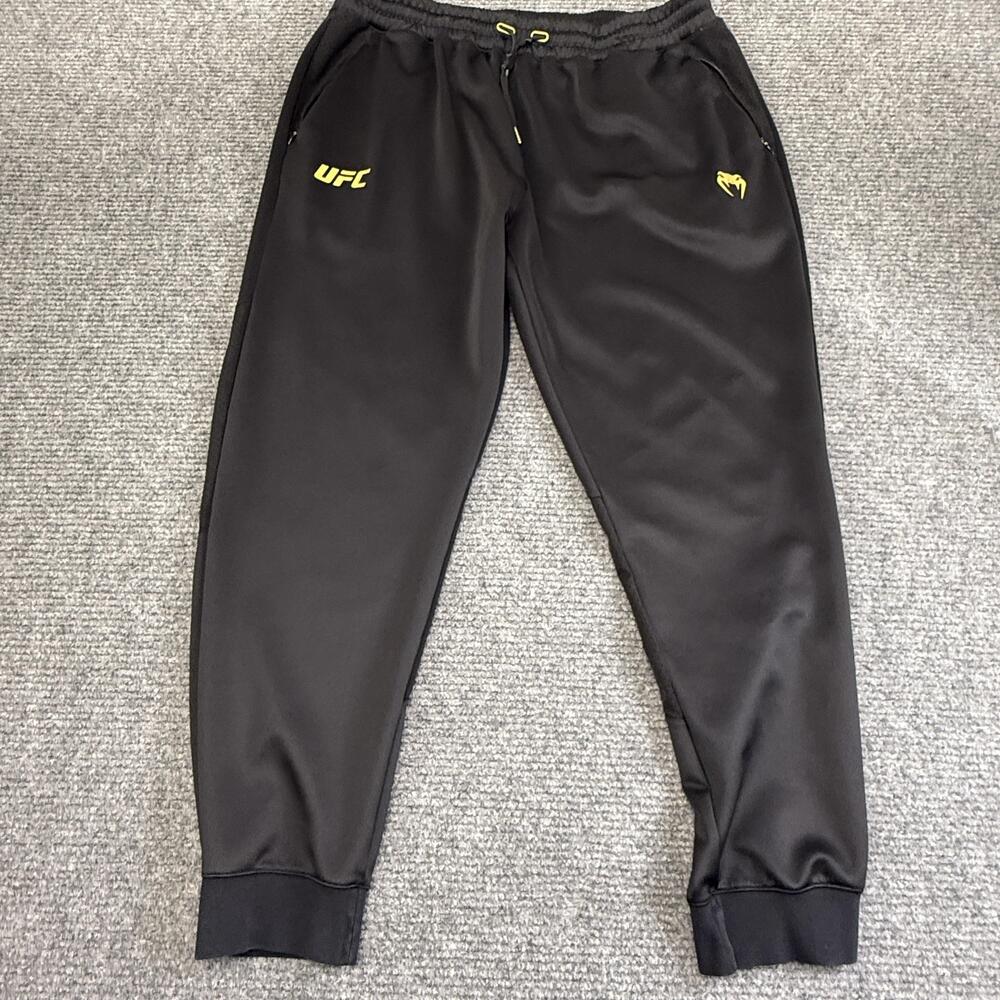 UFC Venum Pants Mens 3XL Black Joggers Sweatpants MMA Training Gear Athletic